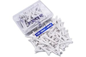 FEGP GOLF 1 1/2'' Plastic Golf Tees -Pack of 50 Count Bulk 4 Prongs Short Tees for Irons, Par Threes, Hybrids, and Driving Range, White Durable Plastic Performance Series Low Resistance Golf Tee