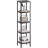SMIBUY Bathroom Storage Shelf, 5-Tier Bamboo Rack Organizer, Multifunctional Shelving Unit for Living Room Bedroom Kitchen (Black)