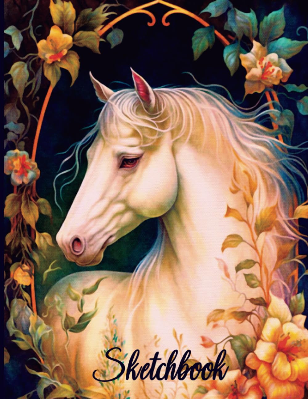 Sketchbook: Beautiful Horse Sketch Book for Kids and Adults with 110 pages of 8.5 x 11" Blank White Paper for Drawing, Doodling or Learning to Draw; Lovely Gift for Horse Lovers