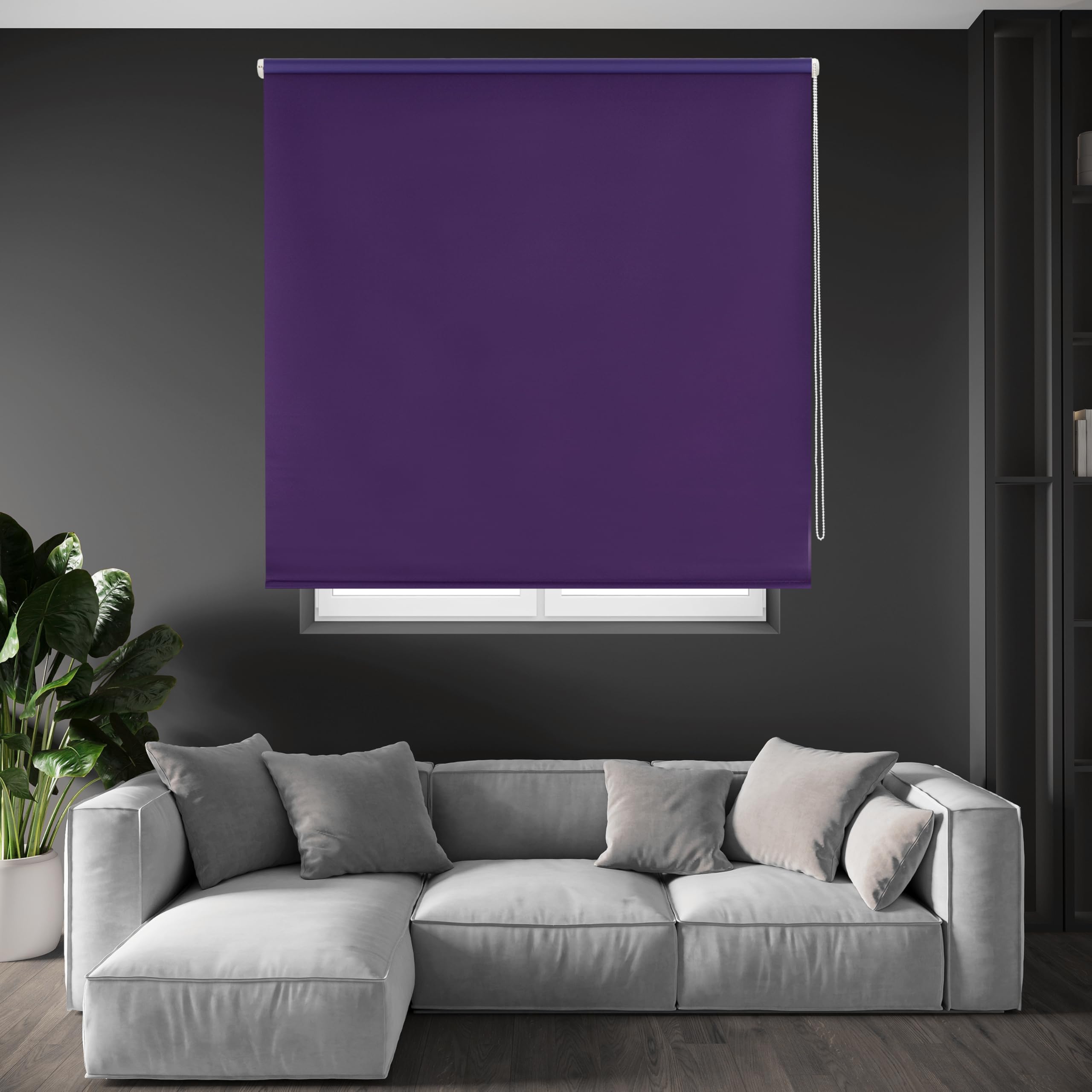 Blindecor Draco - 100 Percent Opaque Roller Blind, 140x230 cm, Violet