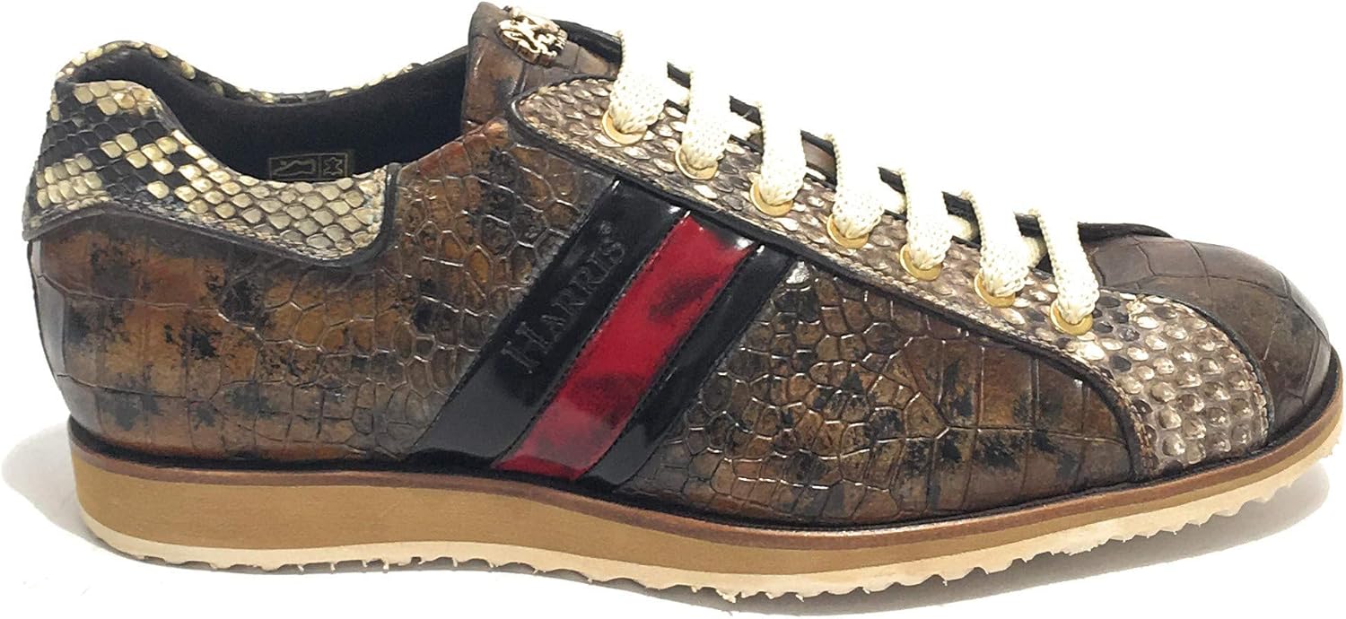 Harris Scarpe Uomo Sneaker Pelle Stampa Cocco Grigio Tamponato/Pitone