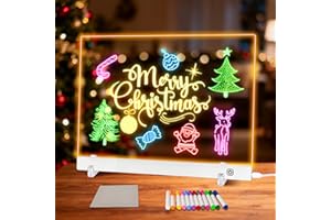 LuxuMach 16.2-Inch LED Note Board with Colors, Led Drawing Board for Kids, Light Up Acrylic Dry Erase Boards with Stand, Christmas & Birthday Gifts for Girls/Teens (White, 13.8" x 9.8")