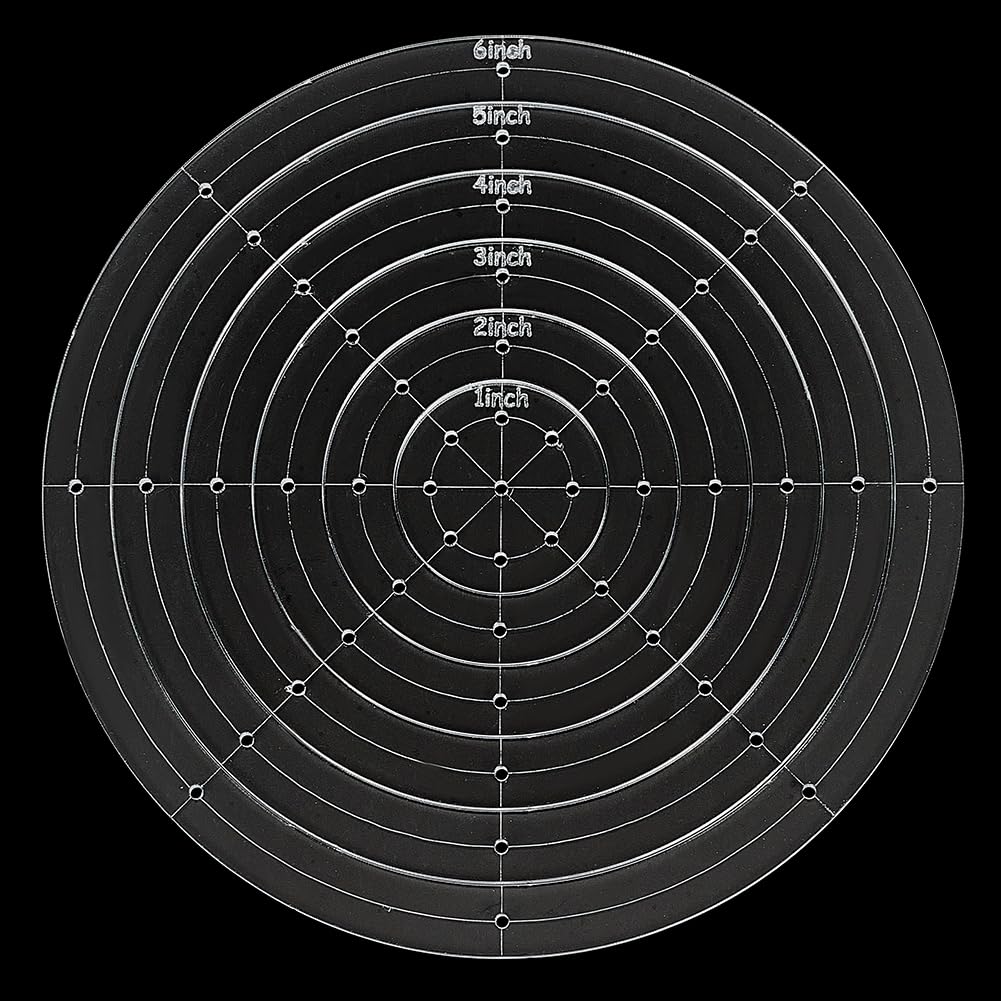 BENECREAT 6Pcs Round Quilting Template Set, 1/2/ 3/4/ 5/6 inch Acrylic Embroidery Tool, Drawing Line Template for Hand Quilting and Embroidery, 3mm Thick