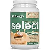 PEScience Select Vegan Protein Powder, Plant Based Protein Powder, Amazing Taste, Smooth Texture, Pea and Brown Rice Blend, Dairy Free, Lactose Free, Gluten Free - Pumpkin Pie, 27 Servings