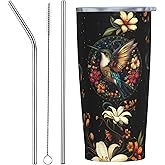 FyLybois Hummingbird Tumbler with Lid and Straw 20oz Travel Coffee Mug Gifts Stainless Steel Vacuum Insulated Cup Double Wall Water Bottle for Office Car Home