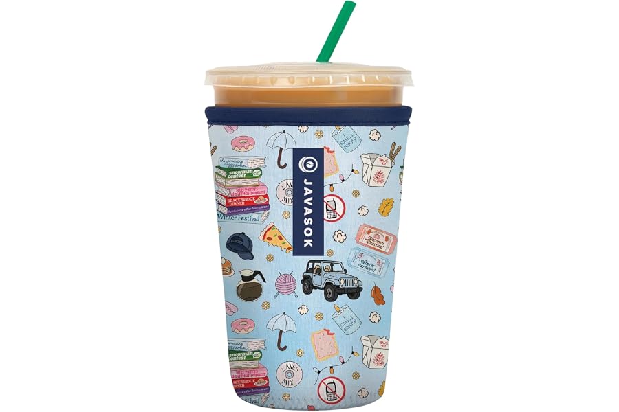 Sok It JavaSok Iced Coffee & Cold Soda Insulated Neoprene Cup Sleeve (Fast Talker, Medium: 22-28oz)