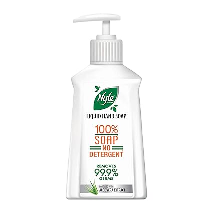 Nyle Naturals Liquid Hand Soap with Aloe Vera extracts-100% Soap, No synthetic detergents, No added parabens, No artificial colours, 200ml