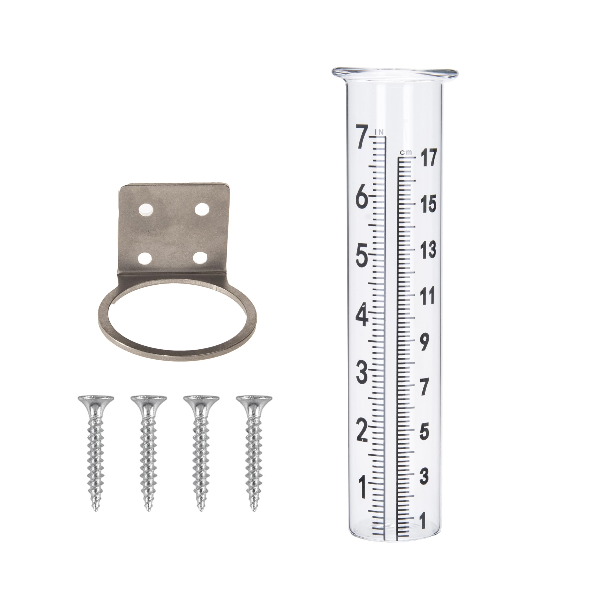Photo 1 of Mateda 7" Capacity Rain Gauge with Stainless Steel Mounting Rack Holder, Post Mount Rain Gauge for Yard Garden Outdoor Home (Style A)