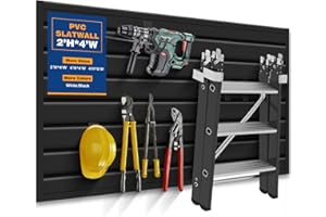 Lasla Black Slatwall Panel Garage 2'X4‘ Slat Wall Organizer PVC Slatwall Heavy Duty Wall Mounted Rack