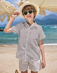 COOFANDY Boys Short Sleeve Button Down Shirt Casual