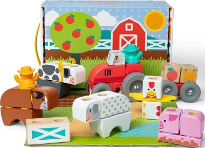 - Kit de Brincar da Quinta: Blocos de Construção de Animais de Brincar de Madeira para Crianças, 56 Peças - 6074894 - Brinquedos Infantis 2 anos + - Presente de Rapaz 2 anos + - Montessori - Certificados FSC