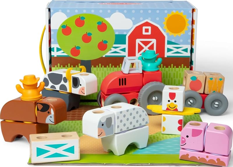 - Kit de Brincar da Quinta: Blocos de Construção de Animais de Brincar de Madeira para Crianças, 56 Peças - 6074894 - Brinquedos Infantis 2 anos + - Presente de Rapaz 2 anos + - Montessori - Certificados FSC