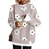 Womens Sweaters Fall Clothes Fashion 2026 Sweater School Teacher Outfits | Disamer Womens Sweater,Cowboy Chic Knit Cozy Sweater,Patchwork Long Sleeve Pullover Tops,Layered Winter Oversized Sweaters