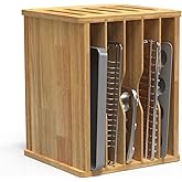 sandpaint 6 Tier Rubber Wood Tray Dividers for Cabinets, Heavy Weight Kitchen Vertical Tray Divider Organizer, Storing pans, Baking trays, Cutting Board(16.73" W x 14.13" H x 12.4" D)