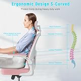 nasPaluro Office Desk Chair High Back Ergonomic Swivel Pink with Adjustable view 3