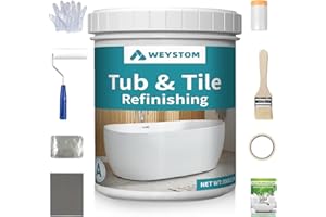 WEYSTOM Revolutionary Tub and Tile Paint Kit — Semi-Matte White DIY Solution for Bathtubs, Tiles, Sinks, and Countertops — Eco-Friendly, Odorless, and No-Peel (White, 35 FL Oz)