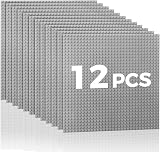 Lekebaby 12 Pcs Grey Base Plates 10x10 32x32 Stud Compatible ABS Plastic