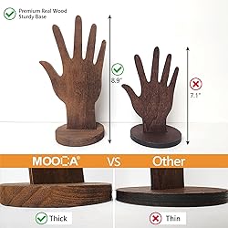 MOOCA 6 Pcs Real Wooden Hand Form Jewelry Display