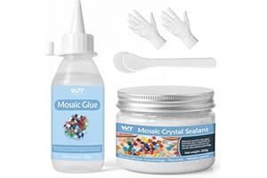 WAN2TLK Mosaic Craft Kit, Mosaic Glue and Grout, Applicator, Gloves, for Mosaic Tiles, Glass, Coaster Art, Home Decoration (W