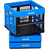 VEVOR Plastic Collapsible Storage Bins, 25L 3 Packs, Stackable Folding Storage Crates with Handles, Holds 22 lbs Per Bin, Foldable Heavy Duty Containers, Space-Saving Baskets, for Home Organizing