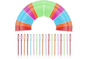 LOKUNN 100 Pcs Large Eye Plastic Needles, 2.7inch/7cm Learning Needles, Yarn Needles Darning Sewing Needles Tapestry Needles, Safety Plastic Lacing Needles for DIY Sewing Handmade Crafts