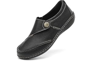 TERRIKAT Women's Classic Casual Leather Loafers Cute Moc Toe Slip On Comfort Walking Flats Lightweight Work Shoes