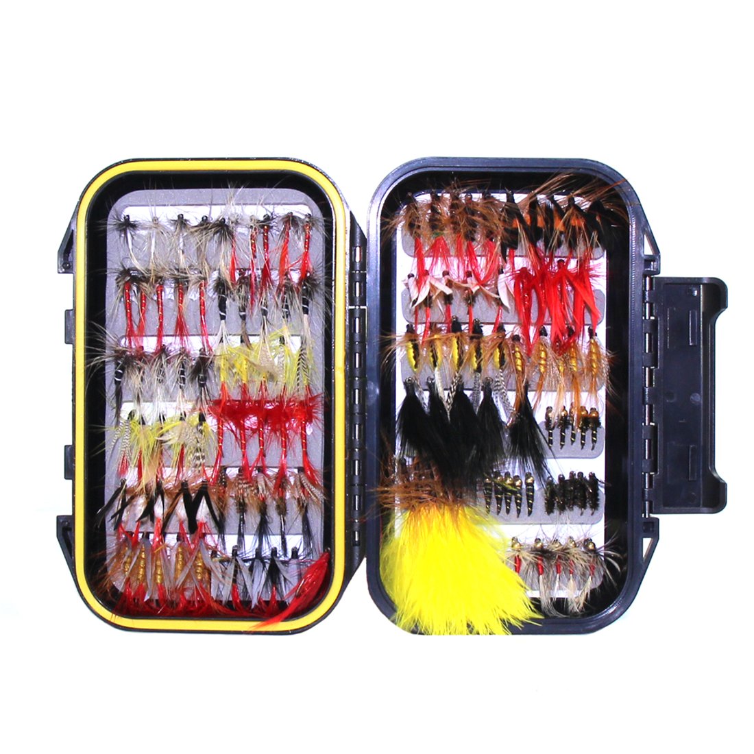 Imitation hand-assorted fly fishing flies, trout, bait, fishing bait, char with waterproof box, Set B 120 Stück