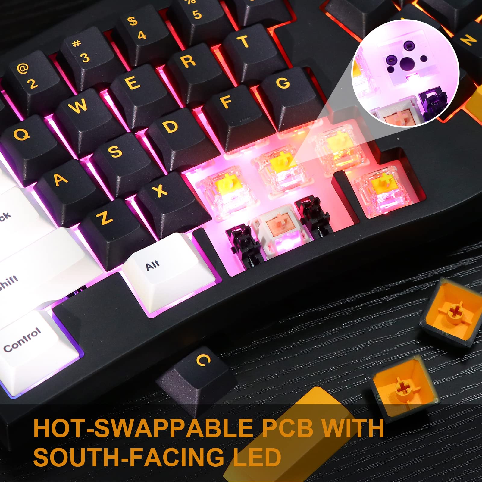 EPOMAKER FEKER Alice Layout Gasket Hot Swappable Bluetooth/2.4GHz/Type-C Gaming Keyboard with 68 Keys Wireless with 8000mAh Battery, NKRO RGB Backlit PBT Keycaps for Win/Mac