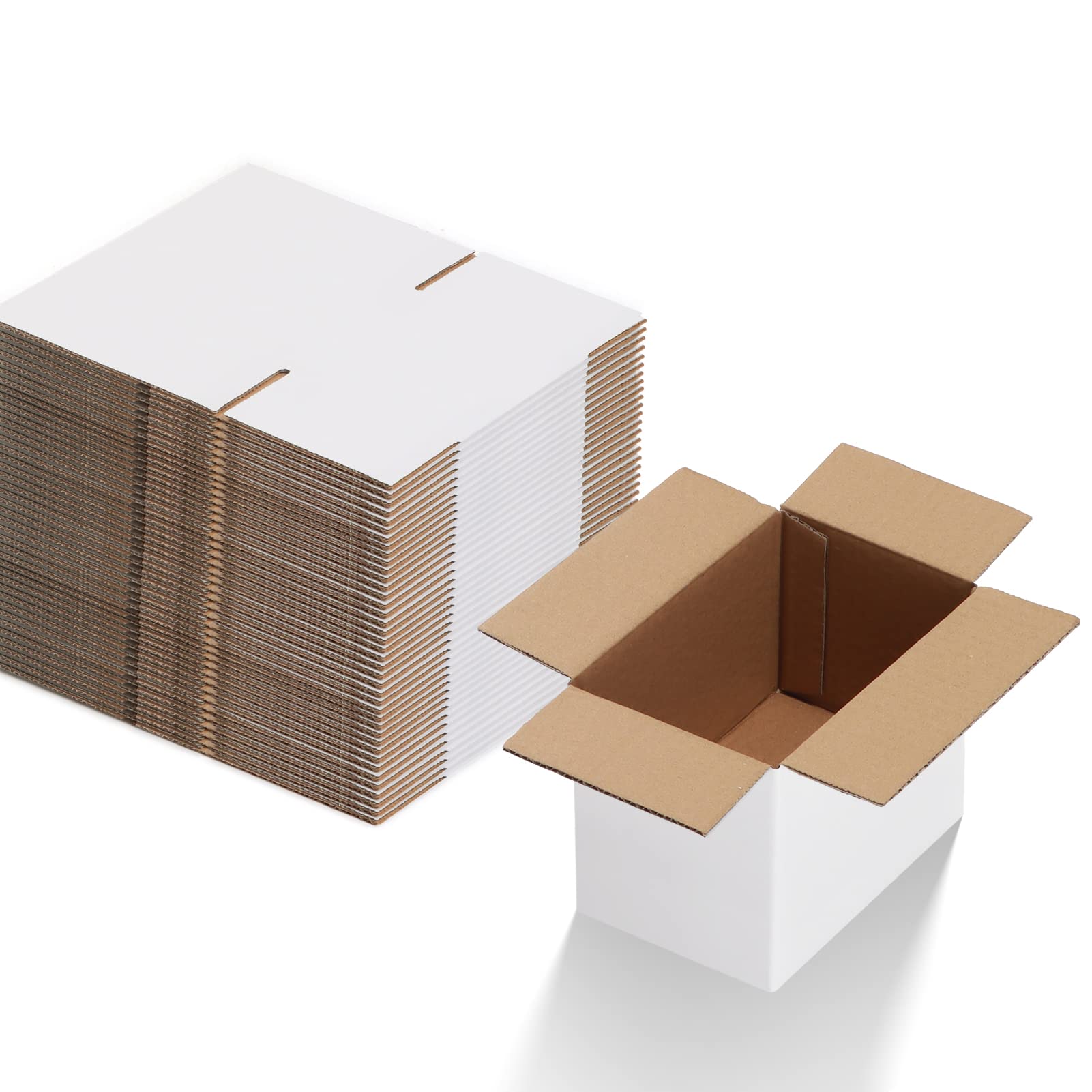 EYMPEU 40 Pack Cardboard Boxes 6x4x4 inch (15.3x10.2x10.2cm), White Shipping Box, Small Postal Mailing Packing Boxes