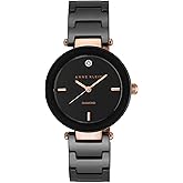 Anne Klein Women's Black Ceramic Bracelet Watch with Diamond Accent