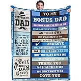 to My Bonus Dad Blanket Gifts for Fathers Day Present from Son Daughter Christmas Birthday Presents for Dad in Law Step Dad Throw Blanket