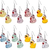 QzxEqz 8 Pairs Christmas Duck Earrings Set for Women Resin Mandarin Duck Earrings Animal Drop Earrings Statement Charming Gift