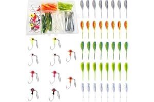 JIATAI FISHING 50pc Crappie Jigs Lure Set - 2in Bait, Jig Heads & Hooks for Versatile Fishing