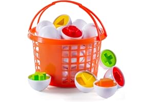 PREXTEX Easter Eggs Educational Puzzle in a Basket (12 Eggs) | Baby Easter Basket | Gifts Surprise Fidget Toys Pack Brand | Mini Toys for Girls, Boys, Kids | Boy&Girl Toys | Toddler Toys