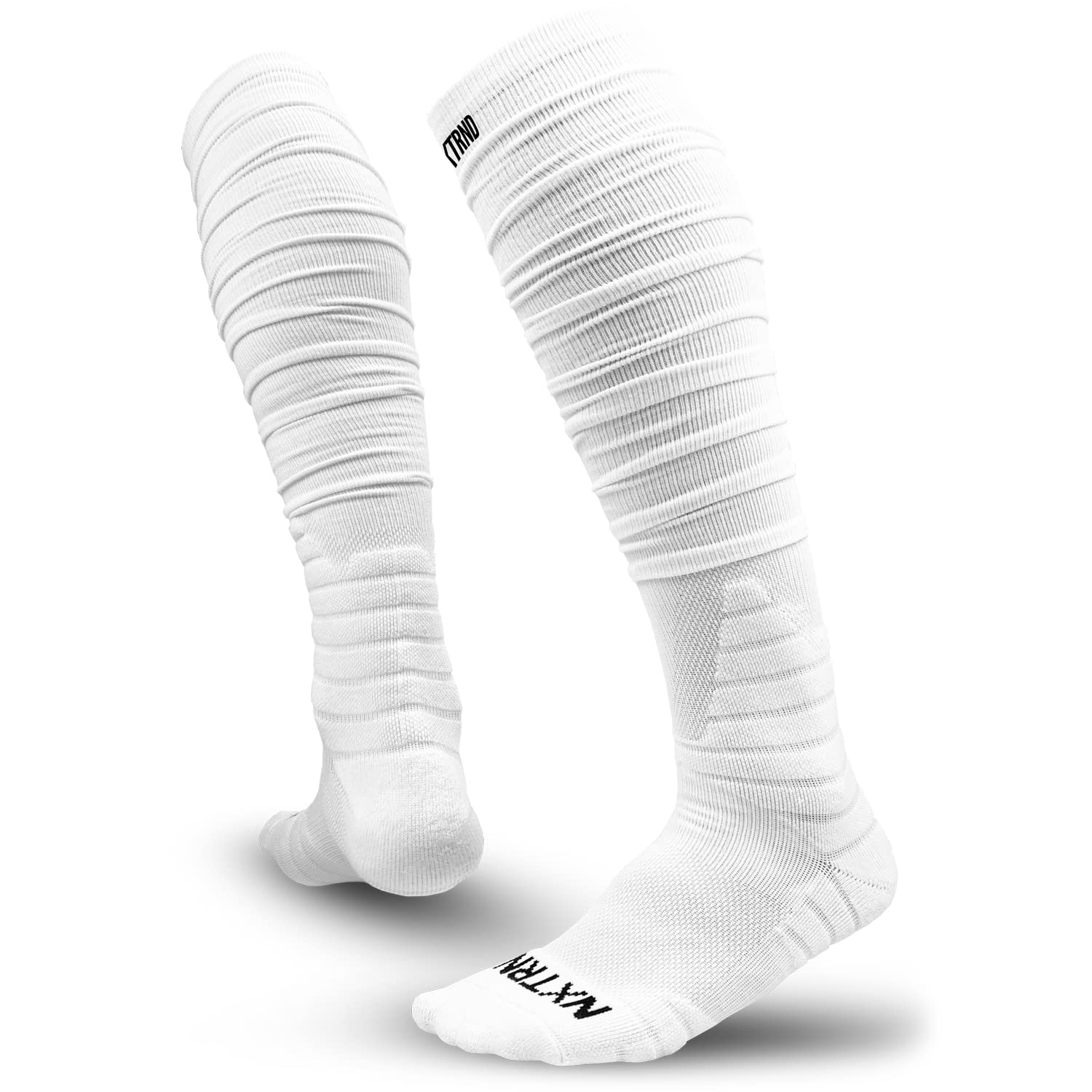 Photo 1 of Nxtrnd XTD Scrunch Football Socks, Extra Long Padded Sport Socks for Men & Boys (White, S/M)