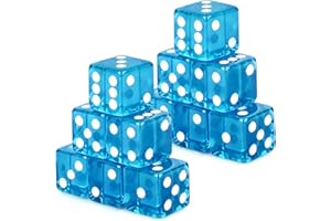 Adecortalk 12 Pcs 19 mm Casino Dice Acrylic Light Blue Translucent D6 Dice 6 Sided with Square w/Rounded Edge for Casino Crap