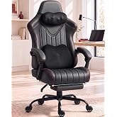 Dowinx Ergonomic Gaming Chair for Adults with Massage Neck Support, Black | High Back and Dual Point Massage Lumbar Pillow with Pocket Spring Cushion, 90-145&deg;Recline 350Lbs for Home Office Gaming