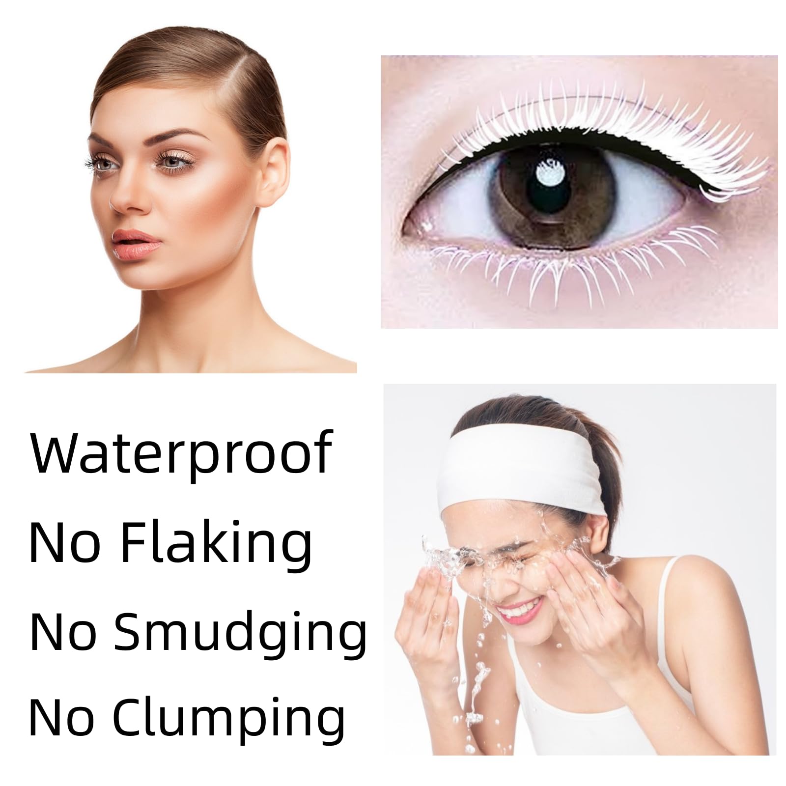 LGSZGDCN White Lashes volume mascara Extensions Makeup Lash Waterproof Fast Dry Eyelashes Curling Lengthening Primer Party Stage Use