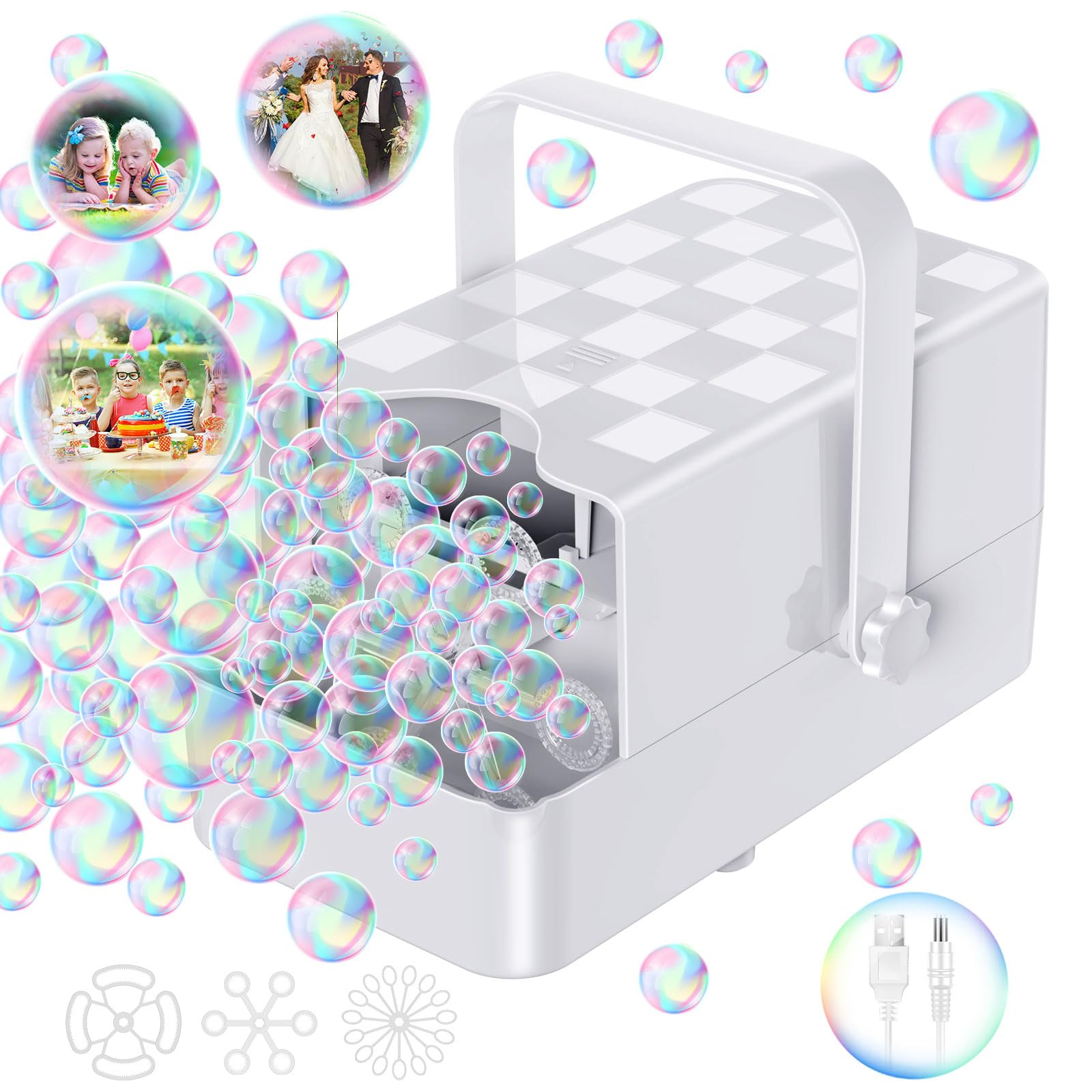 PANACARE Upgraded Bubble Machine with 2 Speeds, 10000+ Bubbles/Min,make Big/Medium/Small Bubble/Automatic Bubble Maker for Toddlers Summer Bubble Gift for Indoor Outdoor Parties Birthday Wedding — image 1