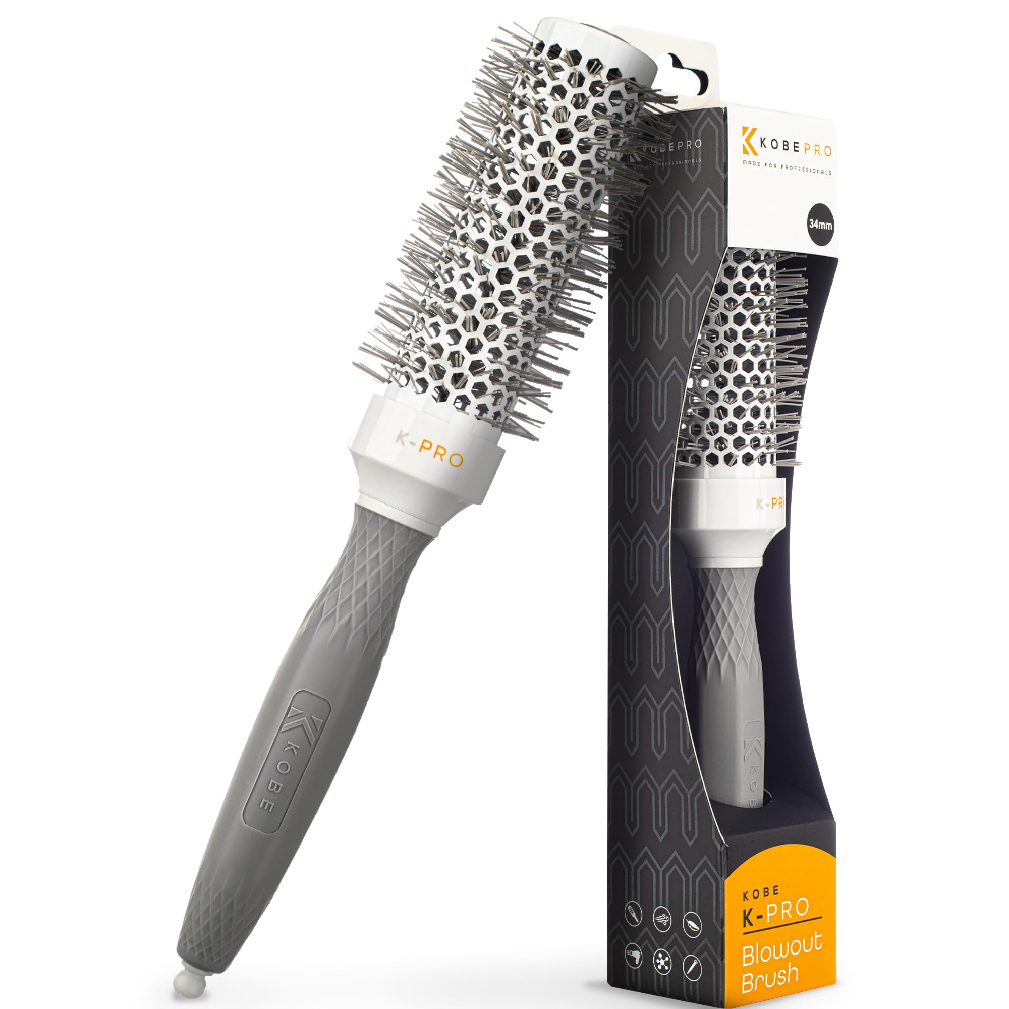 K-Pro 34mm Radial Ceramic & Ionic Hair Brush for Blowout & Blowdry - Professional Blow Dry Brush for Salon-Quality Results, Enhance Volume and Shine, Ideal for All Hair Types