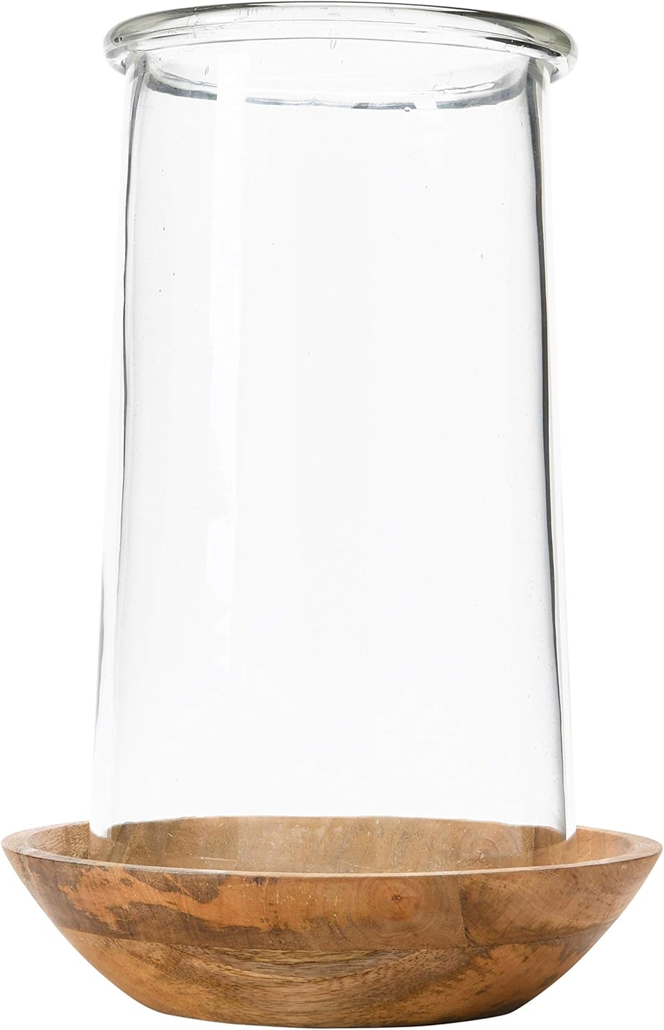 Creative Co-Op Glass Hurricane with Wood Base, Set of 2 (Holds 8" Pillar) Vase, Clear, 2: Home & Kitchen