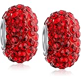 Bling Jewelry Solid Color Pave Crystal Spacer Bead Charm For Women Teen Fits European Charm Bracelet .925 Sterling Silver Core