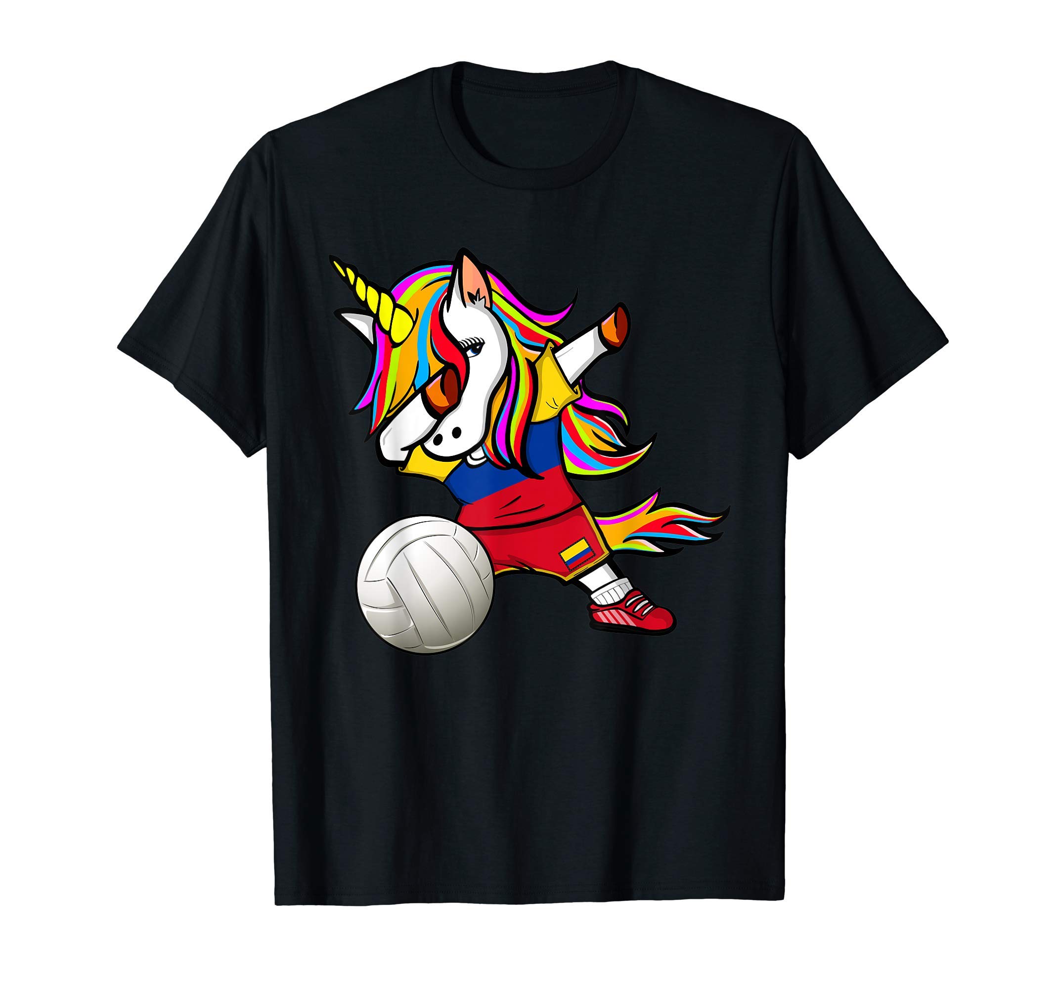 Dab Unicorn Colombia Volleyball Fans Jersey Colombian Flag T-Shirt