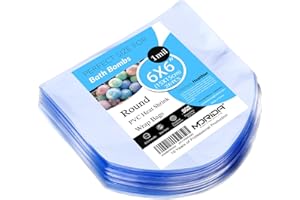 MORIDA 200 pcs 6X6 inch Bath Bomb Heat Shrink Wrap Bags Round PVC Wrappers for Bath Bombs, Soaps, Cookies, and DIY Handmade Crafts, Odorless Food Safety Quality