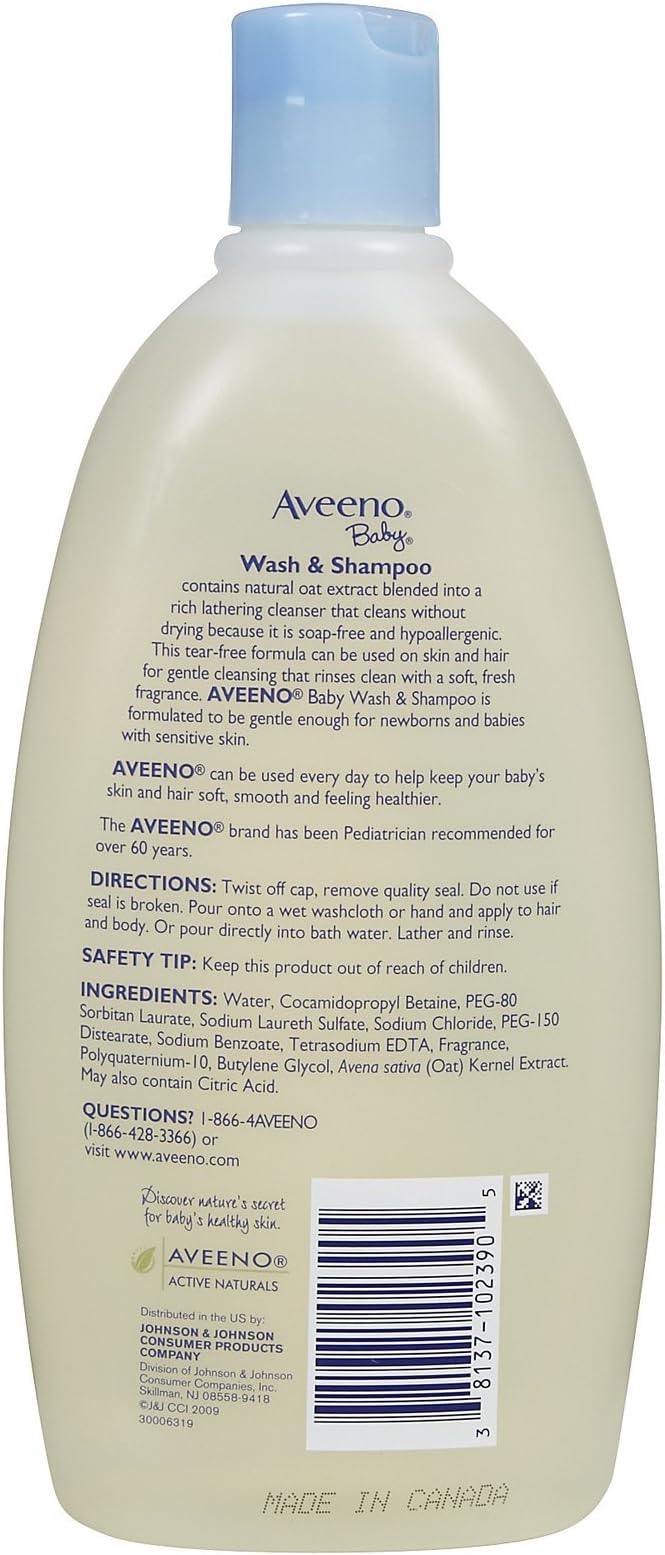 aveeno baby wash and shampoo ingredients