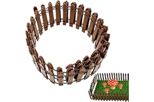 YFANITI Miniature Fairy Garden Fence,DIY Wood Picket Fence Mini Ornament,Fairy Garden Accessories,Home Garden Plant Pot DIY Diorama Project (Brown,1.96"x 35.4")