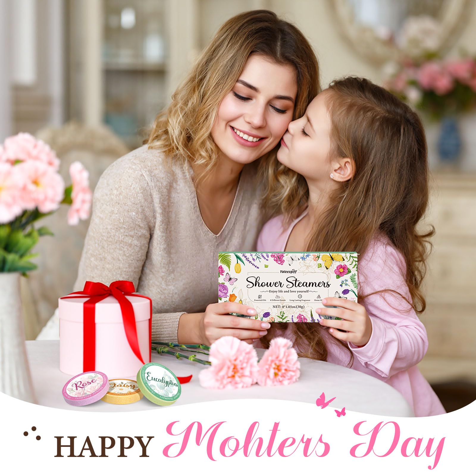 Yaleesgiff Geschenke für Frauen Badebomben Aromatherapie Geburtstagsgeschenke für Frauen, Shower Steamers Home SPA Natürliche ätherische Öl für Muttertagsgeschenk für Mama (8 Stück) 8