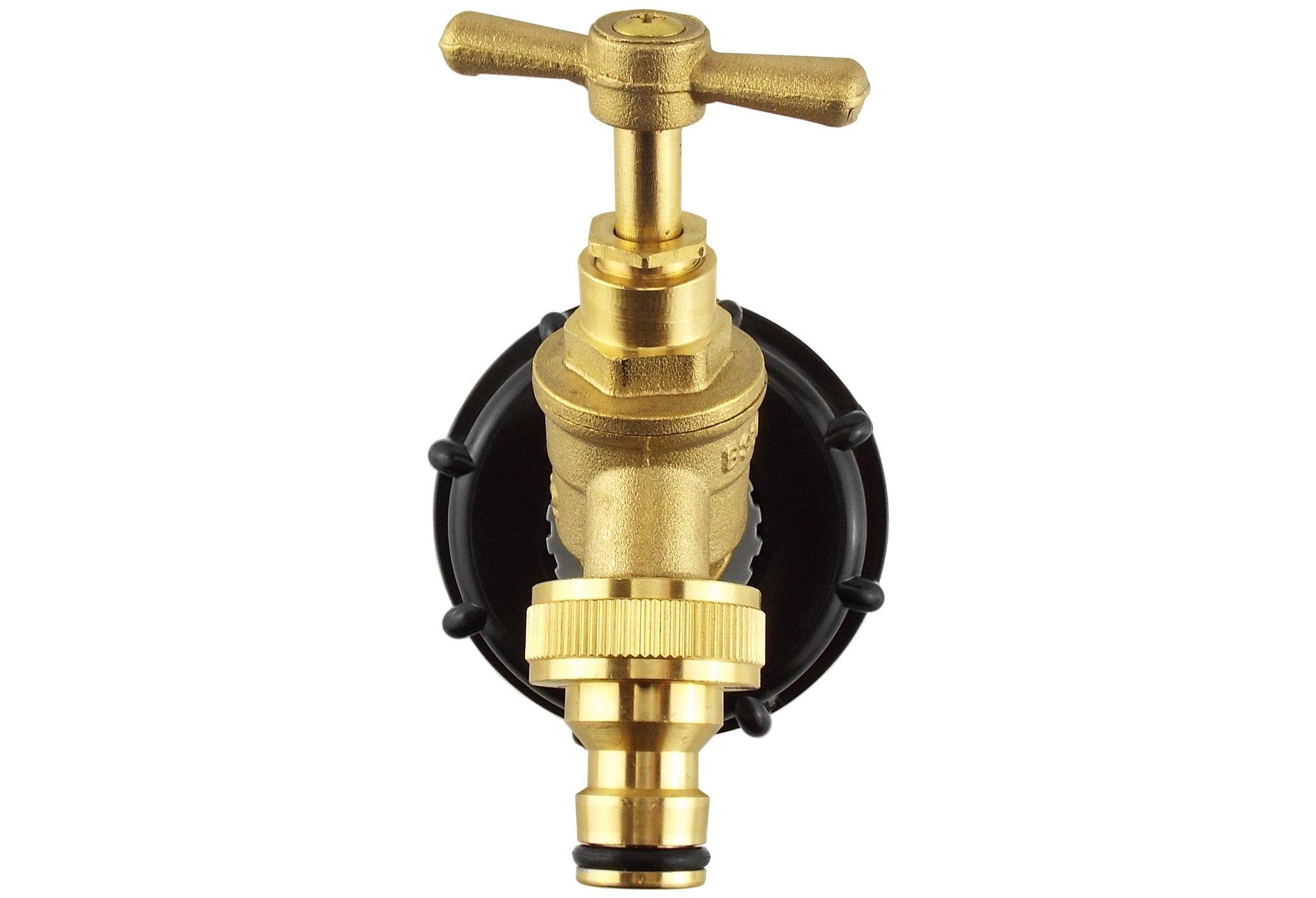 IBC Tank Adapter S60X6 to Brass Garden tap with Click-Lock Hose Connector Fitting Pack of 1 by Cost Wise®,The Irrigation Specialists