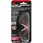3M Flat Temple Eyewear Anti-Scratch, Black/Red, Clear Lens, 1-Pack