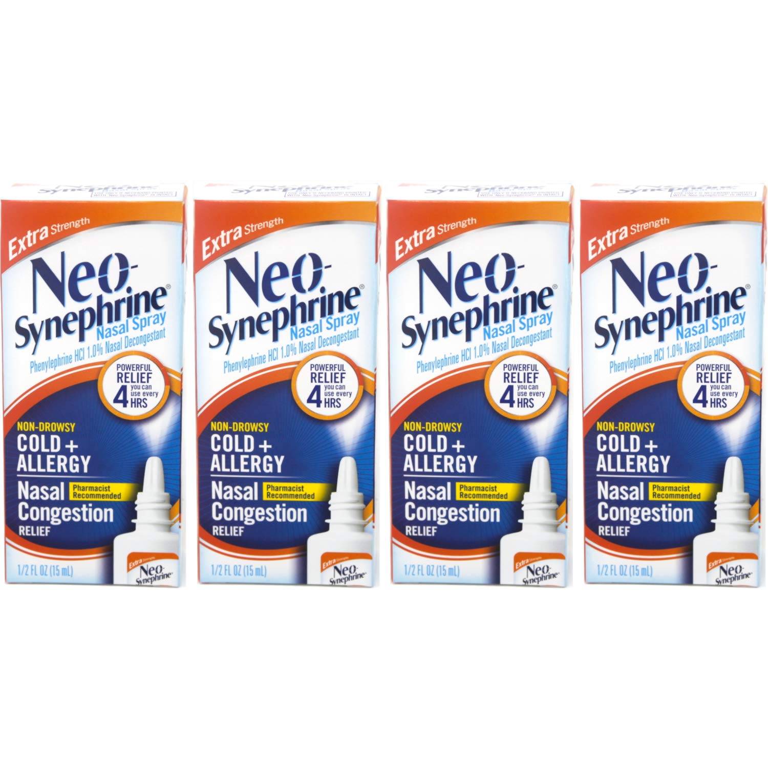 Neo-Synephrine Nasal Spray , Extra Strength Formula, 0.50 Ounces each (Value Pack of 4)